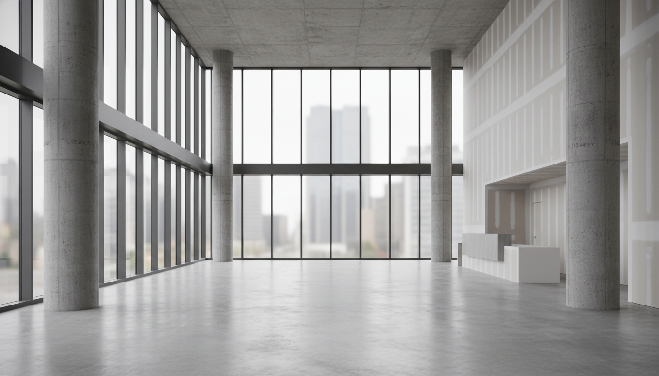 Office lobby before custom millwork installation